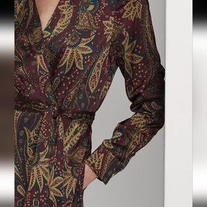 Ralph Lauren Multicolor Paisley Long Sleeve Paisley Charmeuse Midi Dress